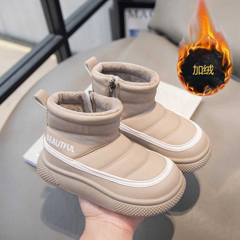 Boots Winter childrens snow boots velvet and thick boots girls and boys boots anti slip waterproof fashionable and soft childrens cotton shoes H241018