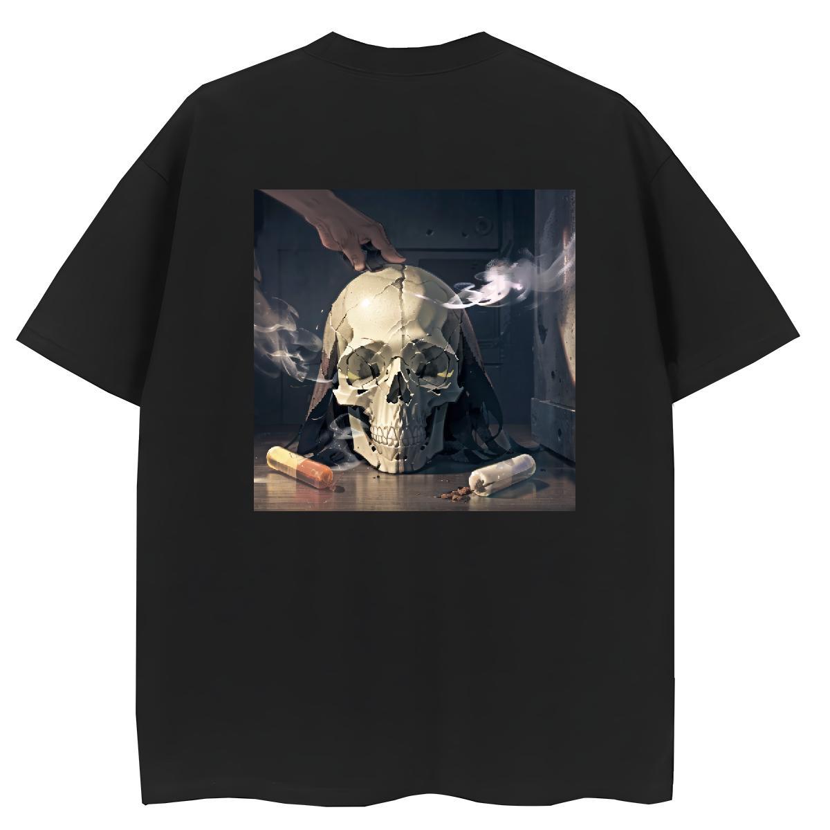 2024 DIY Women T Shirts 230g Pure Cotton Comfortable Hip Hop skull Tshirt for Man Woman Loose fit White Plus Size Clothings