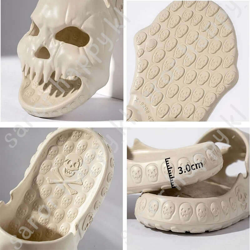 New Personalized Skull Design Men Slippers 2023 Summer Outdoor Fun Novelty Slide Thick Sole Platform Beach Non-Slip Women Sandal 660