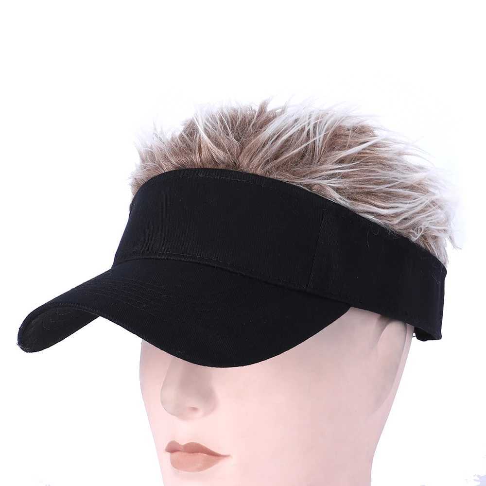 Golf Baseball Cap with Fake Flair Hair Cap Sun Visor Fun Toupee Hats Mens Womens Spiked Hairs Wig Hat Moto Gp Baseball CapX241018