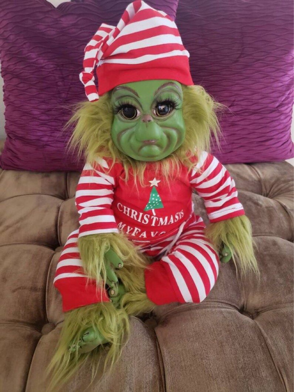 Creative Plush Elf Grinch Doll Christmas Gift Green Furry Monster 1018