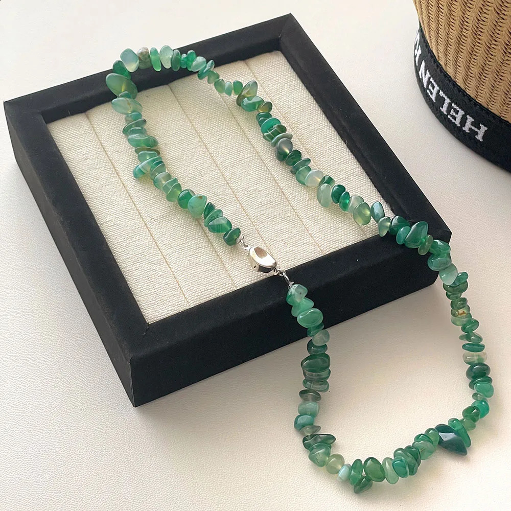 Irregular colored natural stone bead necklace accessories 241018