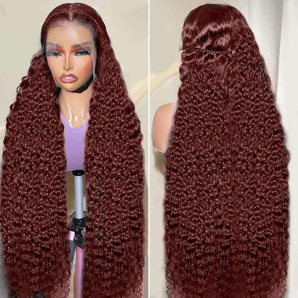 Xcurly 250% Reddish Brown Deep Wave 13x6 HD Front Human Hair Wigs For Women Water Curly 13x4 Lace Frontal Wig Pre Plucked