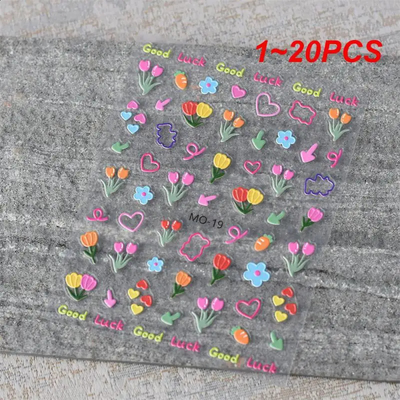 1~20PCS Nail Stickers Flowers Durable Fit Small Volume Small Fashionable And Beautiful Beauty And Health Sticker Love 241017