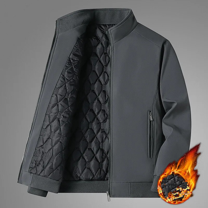 Winter Fleece Thick Jacket Men Warm Grey Windbreaker Fur Collar Coat Plus Size High Quality Fashion Lamb Wool Parka 241018