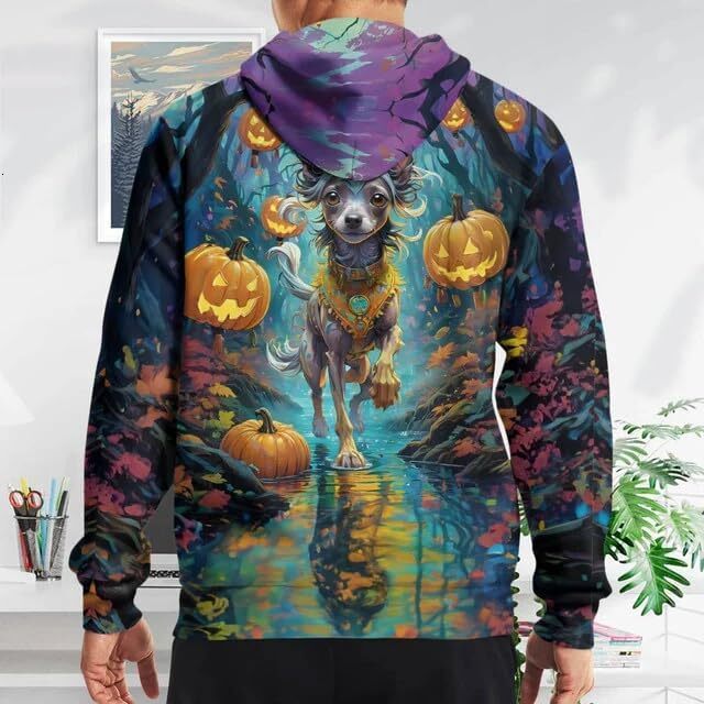 Hoodie for Mens Womens Dog Hoodies For Women 3D Print Pumpkin Hooded Dog Halloween Sweatshirt Animal Hoodie Graphic Hoodies sweatshirt Pullover Trend 