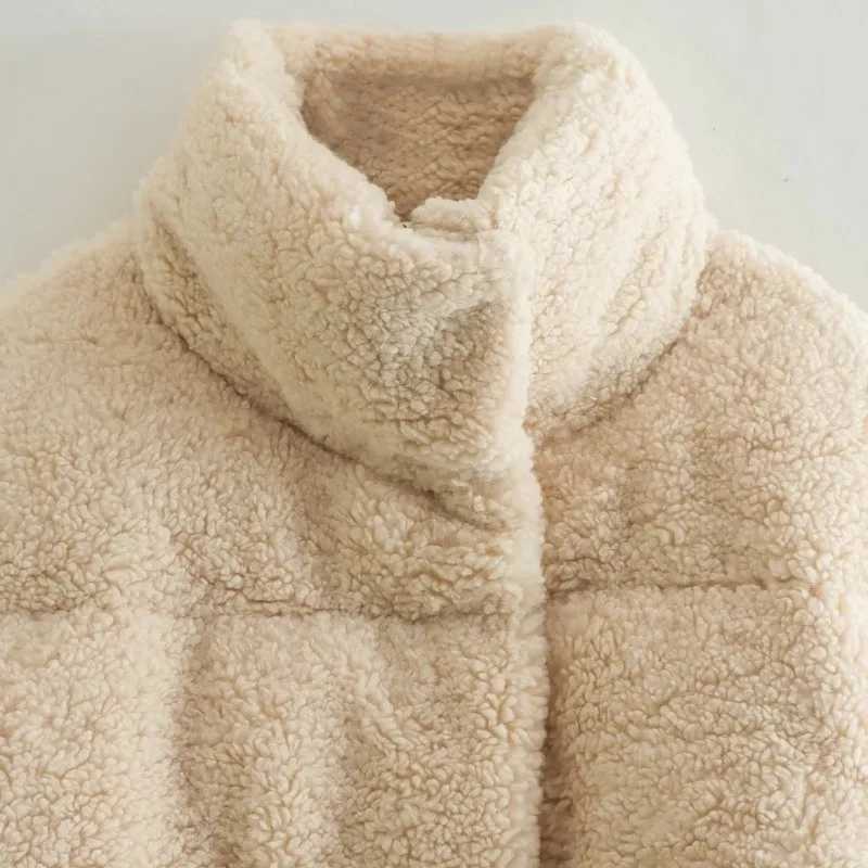Winter Thick Warm Imitation Lamb Wool Jacket Parkas Women Europe and American Fashion Trend Loose Stand-up Collar Short Top CoatX241018