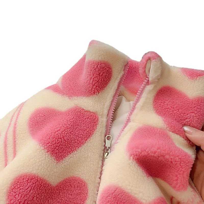 New Winter Clothing Girls Coat Lambswool Super Thick Wool Lining Love Coat M241018