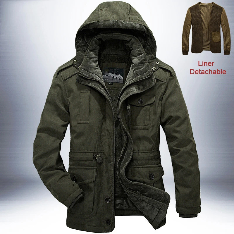 parkas Outdoor Windbreaker Winter Jacket Men Thick Warm Mens Parkas Quality Cashmere Liner Detachable 2 in 1 Multipocket Coats 241018