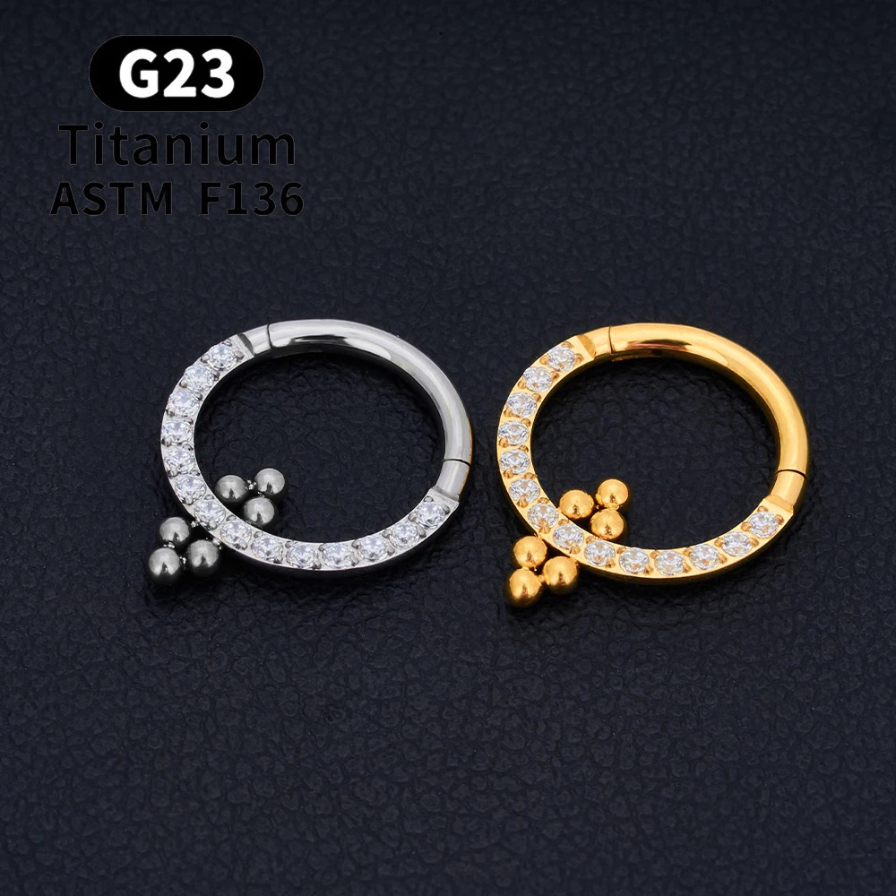 ASTM F136 G23 Septum Nose Ring Hoop Daith Heart Earring 16G CZ Hinged Segment Tragus Cartilage Helix Piercing Jewelry 241007