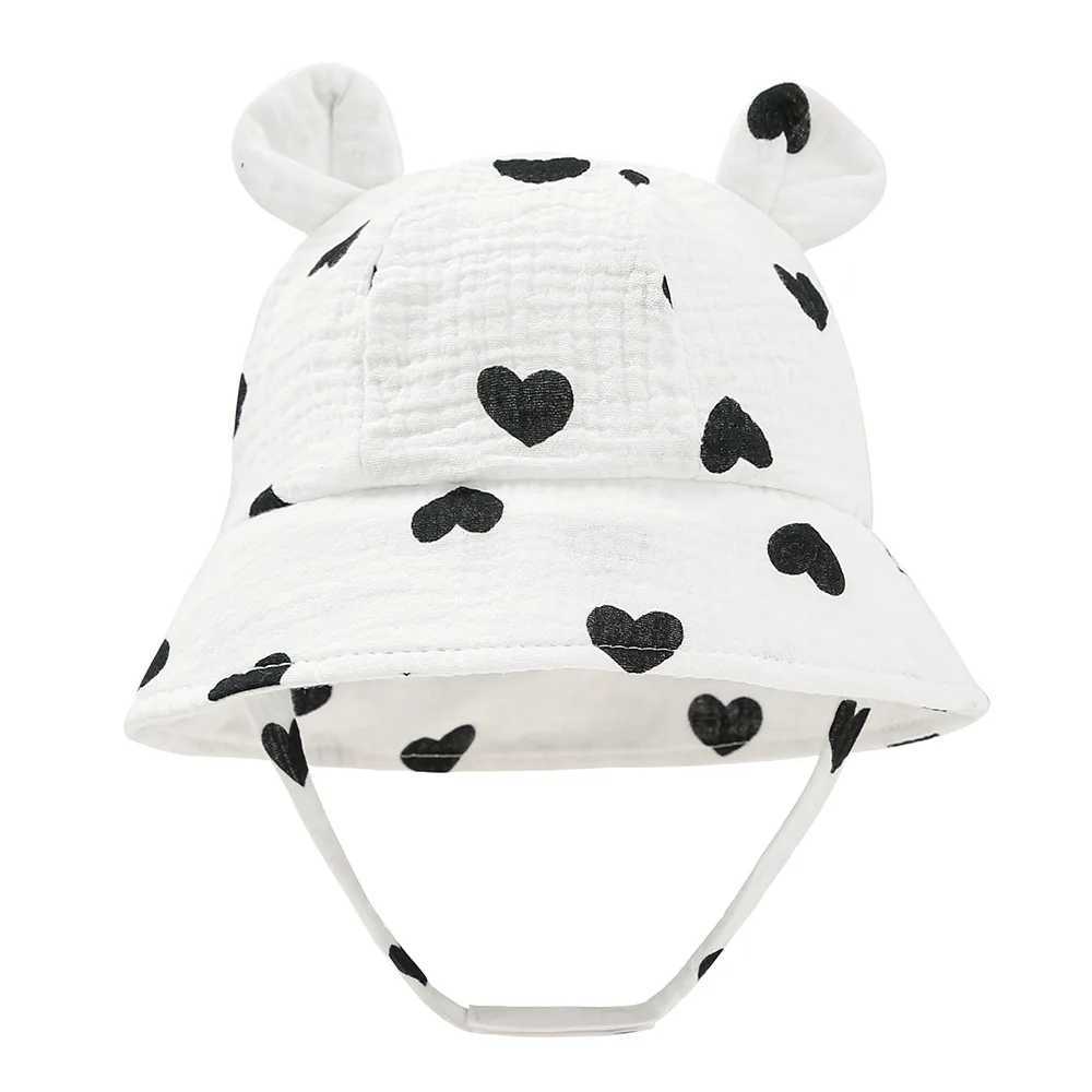 Spring Autumn Print Baby Bucket Hat Soft Cotton Girls Boys Outdoor Casual Panama Sun Cap Summer Infant Toddler Fisherman Hats LX241018