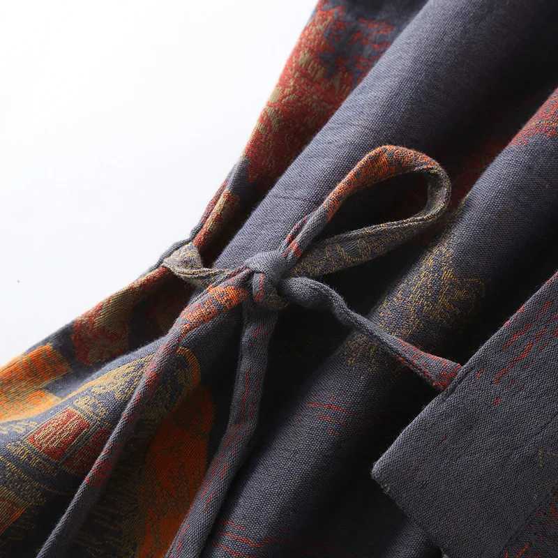 Kimono Robe Cotton Pajamas Spring Summer Loose Double Layer Gauze Mens Bathrobe Floral Print Sleepwear Lounge GownXJ241018
