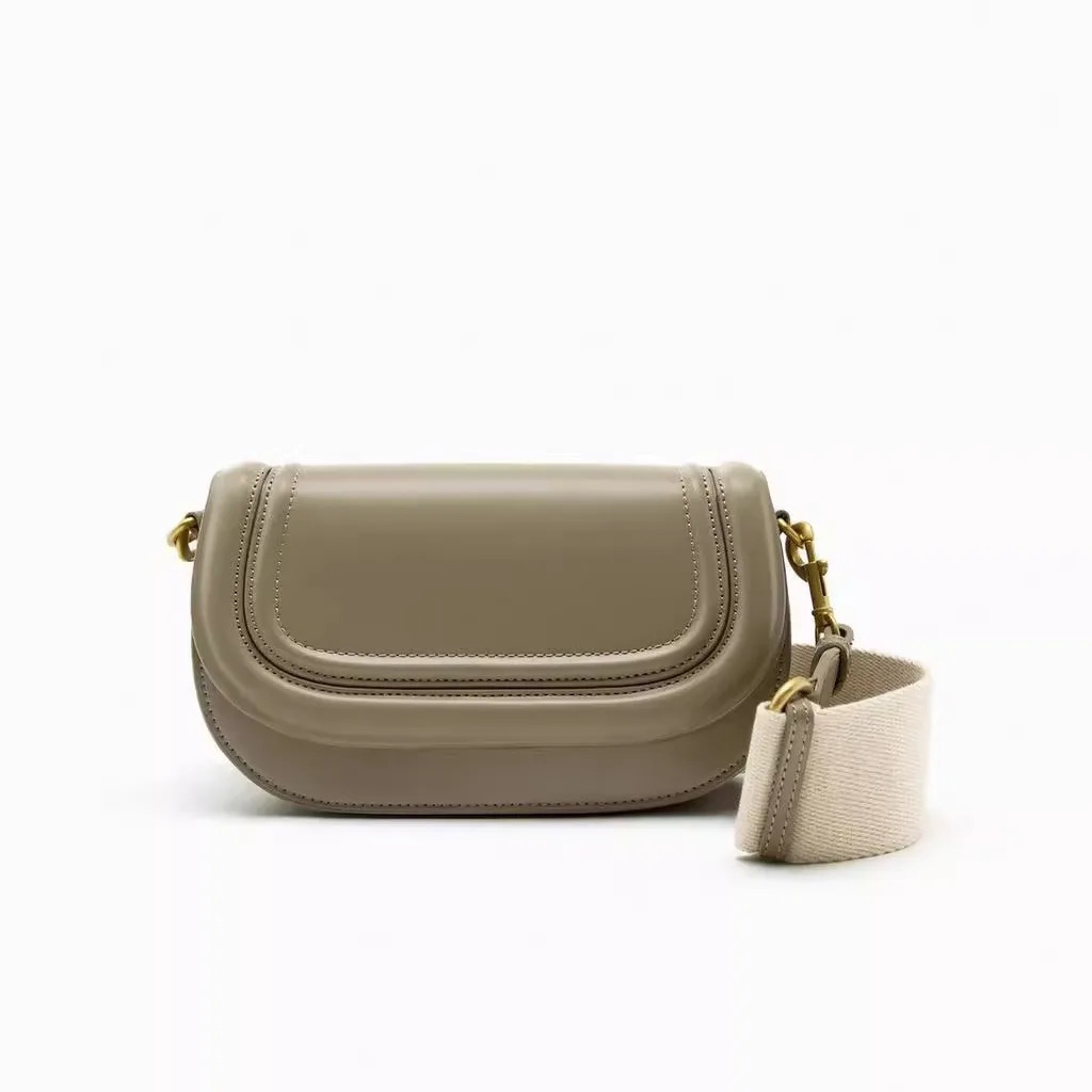 womens PU leather cross body bag retro small flip cover high-quality saddle messenger bag wide shoulder strap bag241018