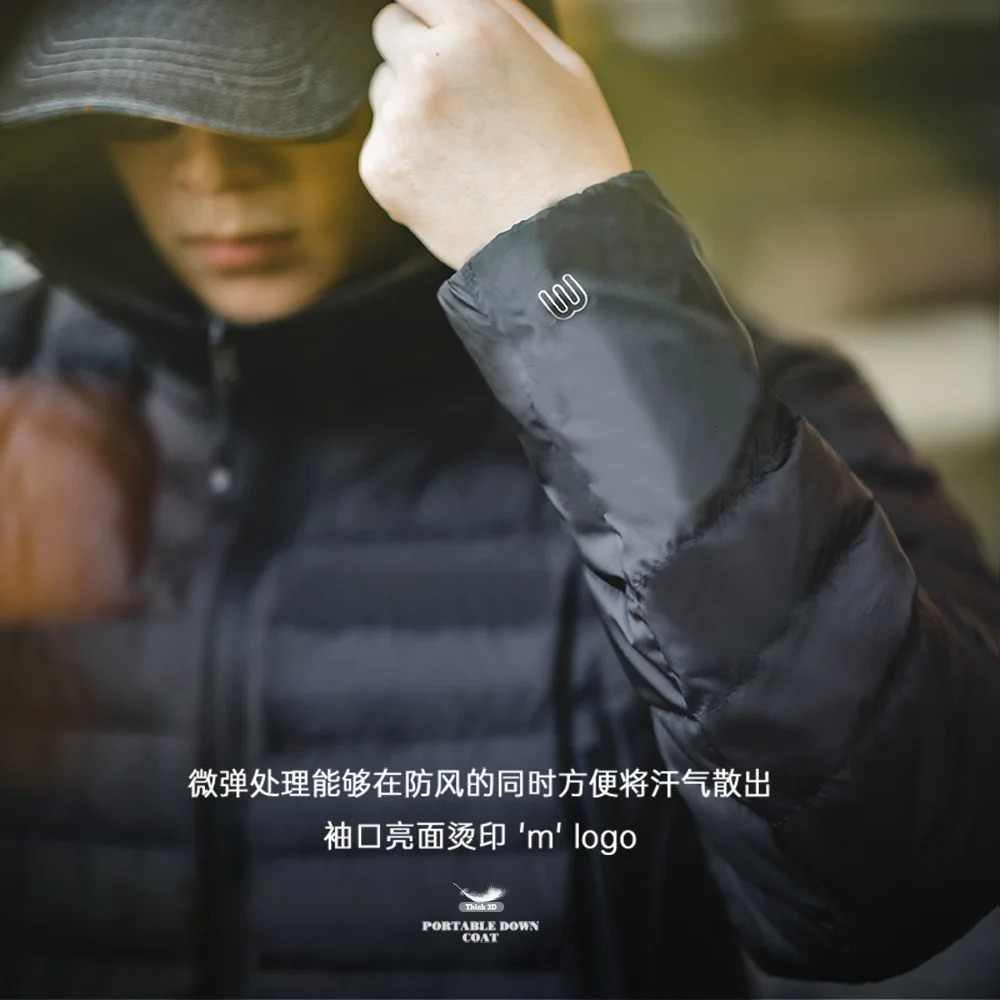 Maden Winter Lightweight Hooded Down Jacket for Men White Duck Filling Urban Outdoor Portable Coat Thick Warm 241018
