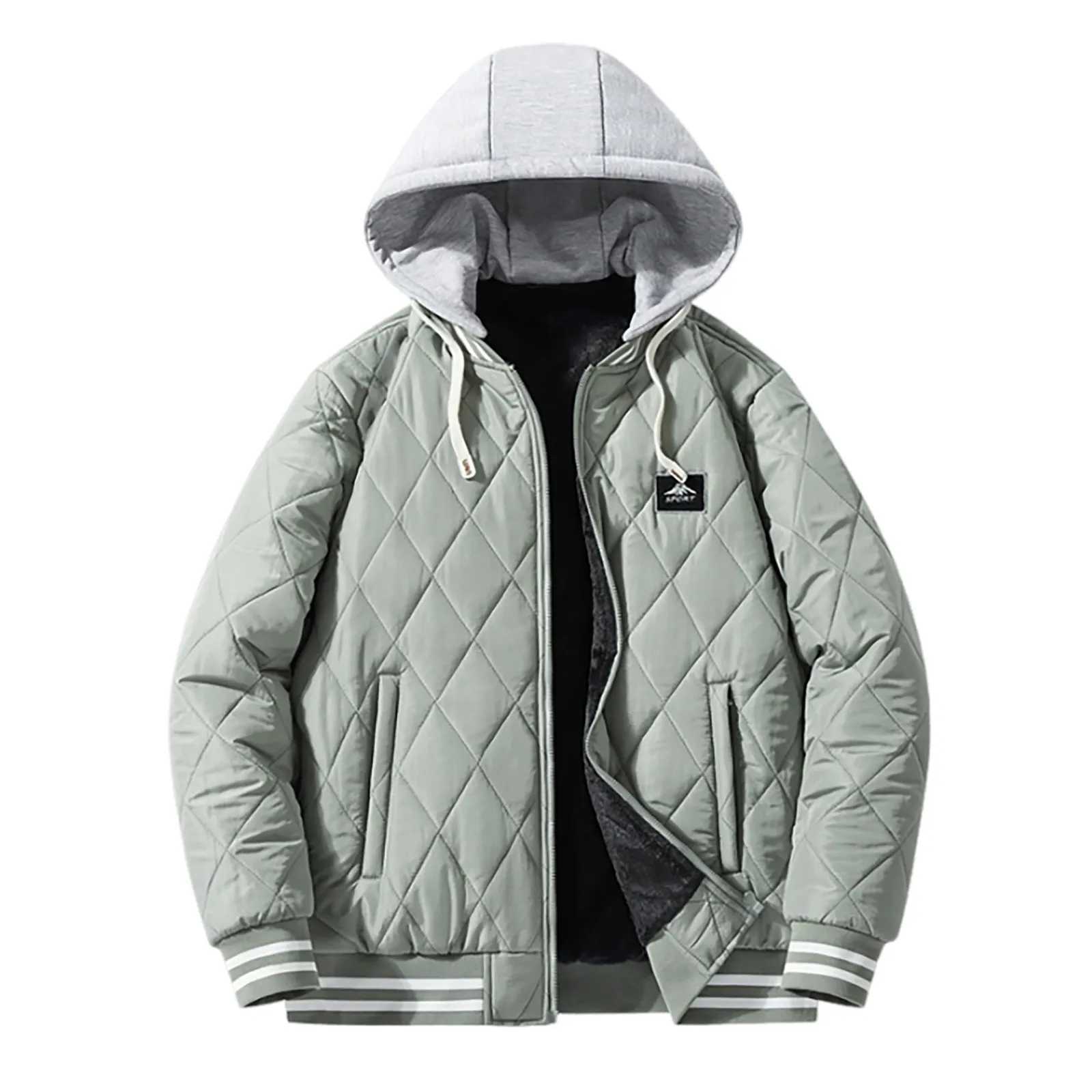 Men Padded Jackets Coats Hooded Detachable Baseball Bomber Jacket Warm Casual Business Loose Comfortable Outerwear Fall Coat LX241018