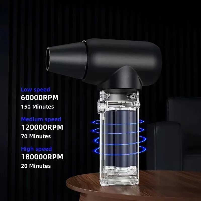 Wireless hair dryer with 180000RPM and a wind speed of 50m/s is used for cleaning car keyboards and computers. It is a high-performance electric hair 