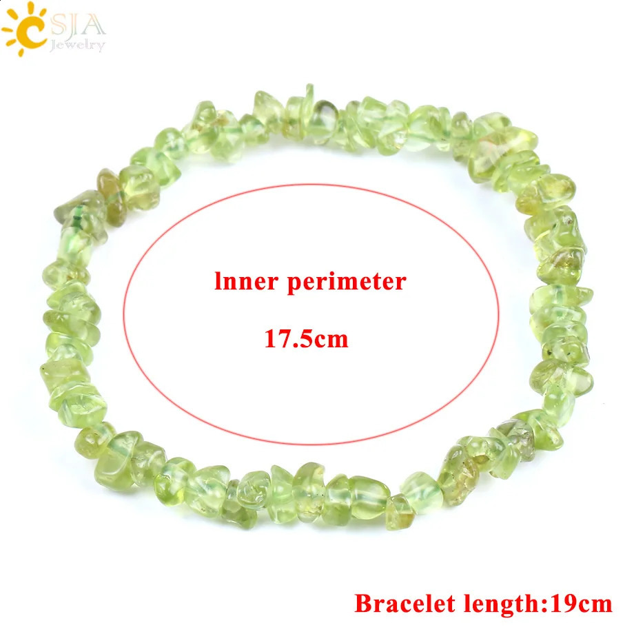 CSJA Irregular Natural Stone Bracelet Olive Small Stone Beads Green Crystal Fashion Bracelet DIY Womens Jewelry F155 241018