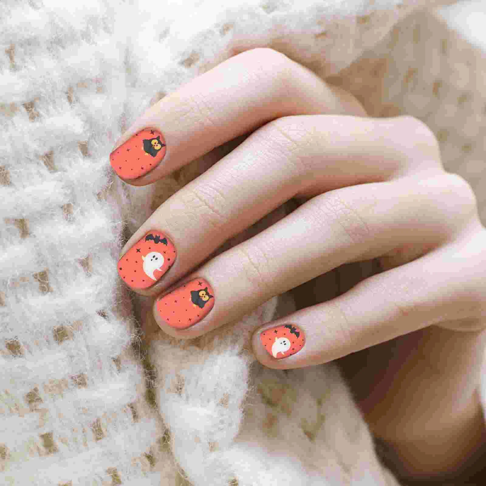 12 Sheets Adhesive Nail Stickers Gothic Halloween Wrapper Manicure Supplies 241017