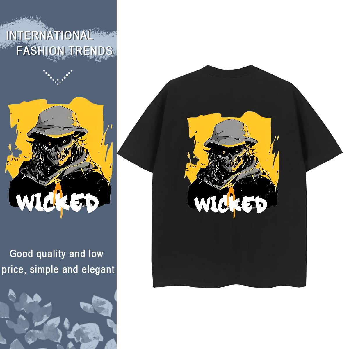 Fashion New T Shirt For Woman 230g Cotton Breathable Crew Neck Casual Beach skull Unisex Tshirts Designer Anime Tee Shirt