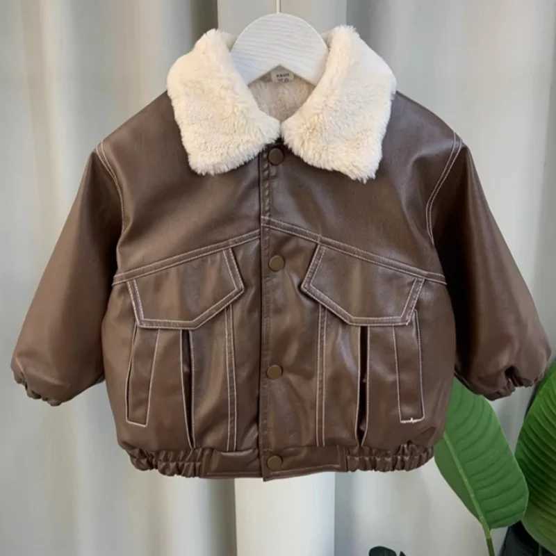 Boys outerwear jacket windproof jacket PU winter autumn cotton sports youth Christmas gift childrens clothing M241018