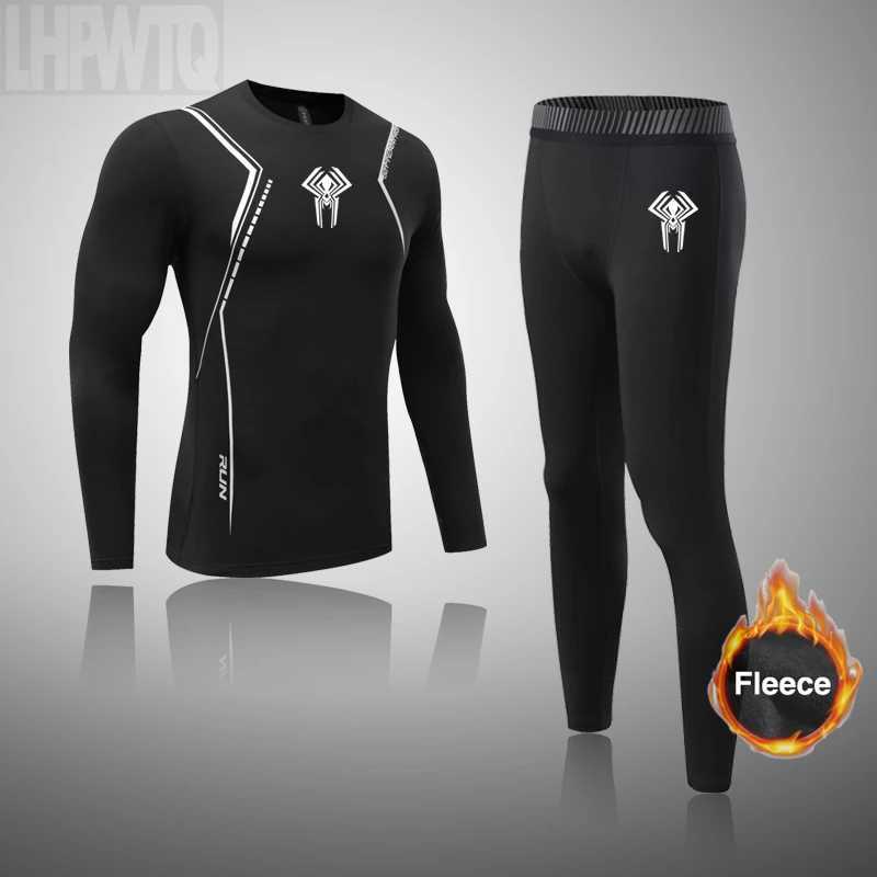 Men's Thermal Underwear Winter Flce Lined Ultra Soft Thermal Underwear Mens Fitness Compression Thermal Underwear Top Bottom Long Johns Set for M