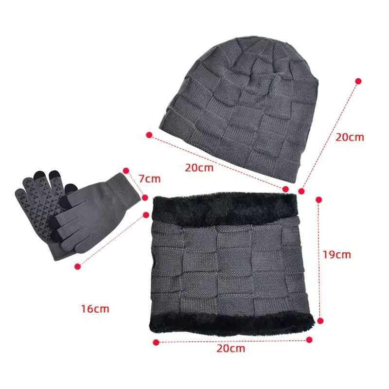 Winter Children Hat Gloves Scarf Set Plus Velvet Knitted Hats for Kids Neck Warmer Scarves Five Finger Gloves Boys Accessories LX241018