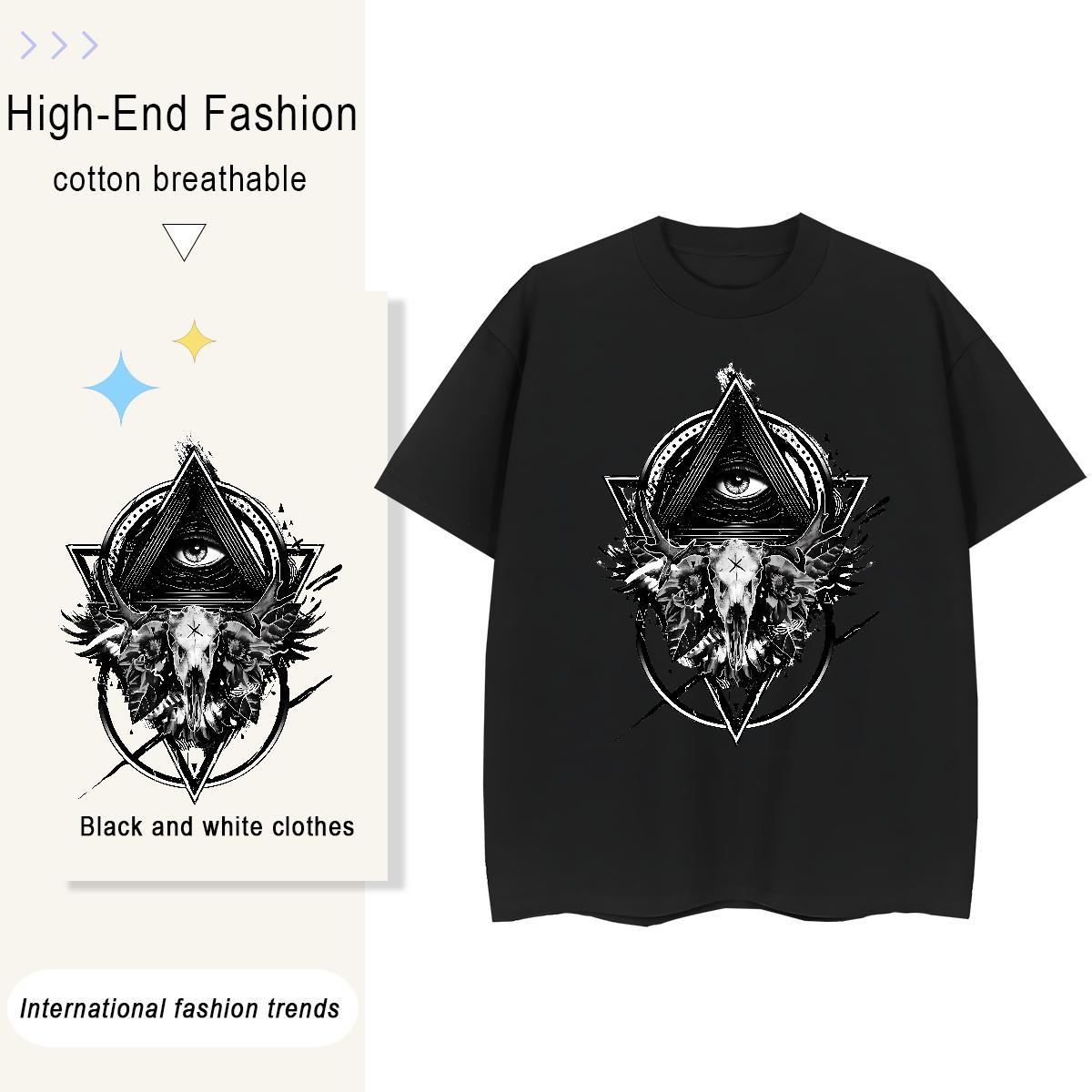 Custom Womens T Shirts 100% Cotton 230g Short sleeve Soft Sports Casual eye of the devil Tshirt for Man Woman Loose Customized Tshirts