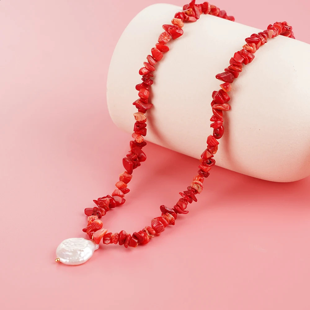 Color Irregular Natural Stone Natural Pearl Pendant Handmade Pearl Necklace Womens Seaside Vacation Party Accessories 241018
