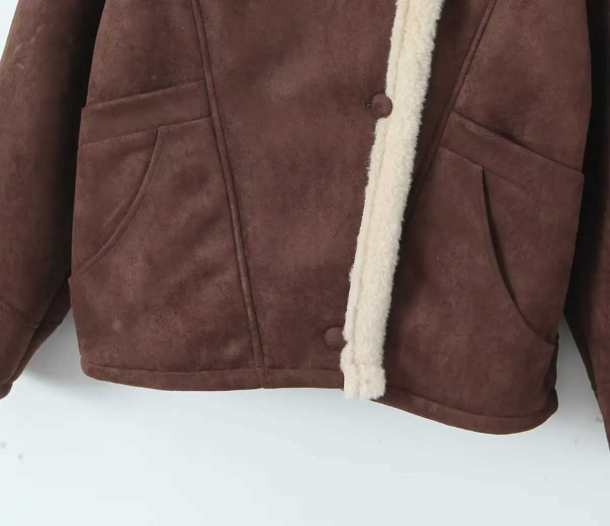Maxdutti 2023 French Vintage Lamb Fleece Coat Lapel Parka Coat Loose Winter Jacket Women Fashion BloggerX241018