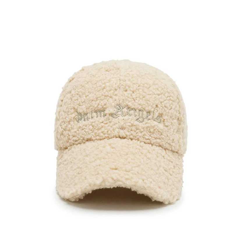 Men Women Teddy Velvet Embroidery Letter SunShade Curved Brim Baseball Cap Winter Sport Sunscreen Plush Warm Adjustable HatX241018