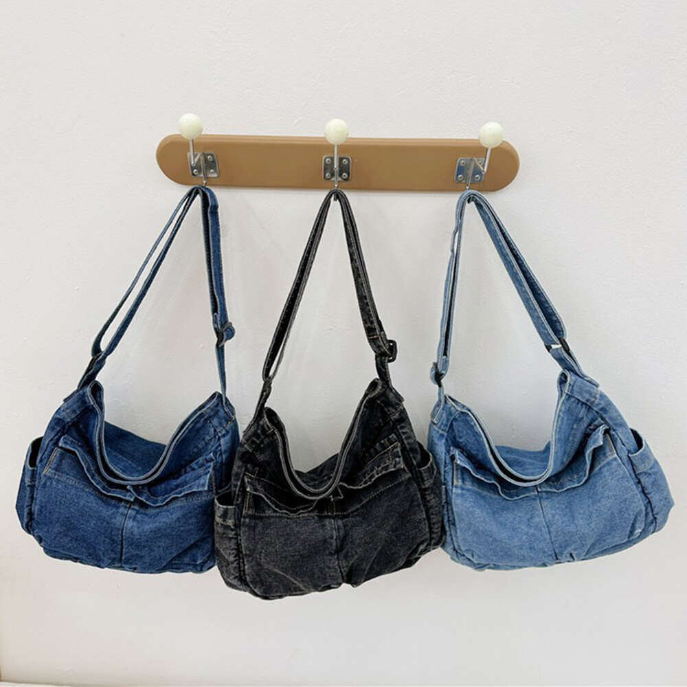 Large Satchel Women Casual Capacity Denim Vintage Messenger Adjustable Strap Daily Tote Multifunction Chic Hobo Bag