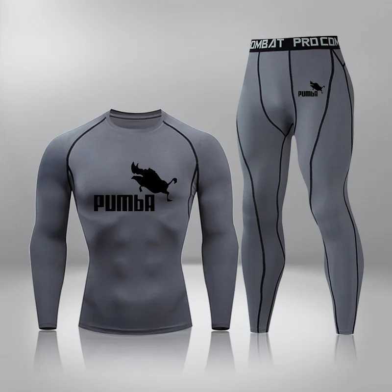 Men's Thermal Underwear Gym fitness jogging sportswear fast drying mens thermal underwear set running compression sportswear basketball bodysuit 