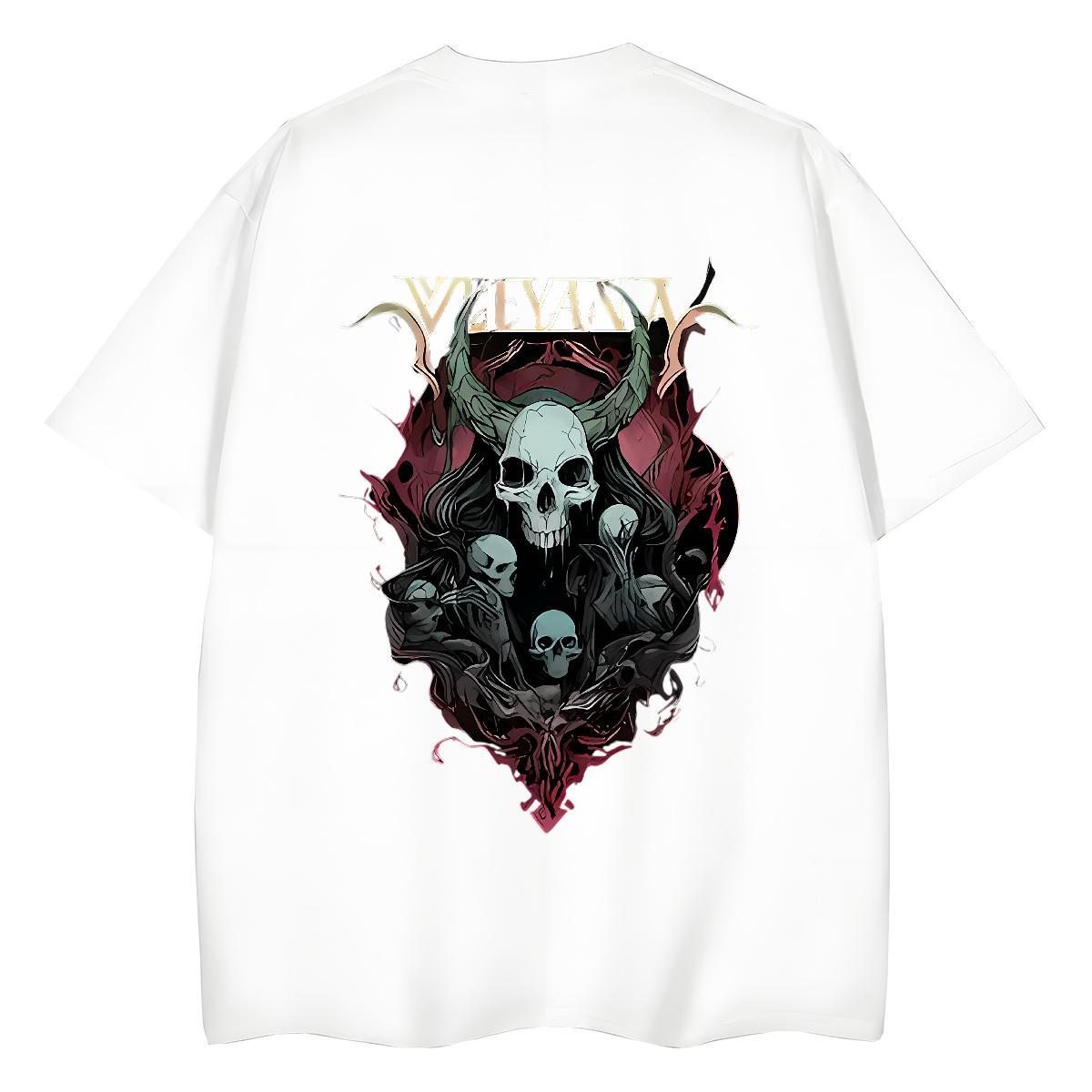 Classic Womens T Shirts 100% Cotton 230g Breathable Soft Daily Outfit skull Couples T Shirts Unisex Cartoon Print Top Tees