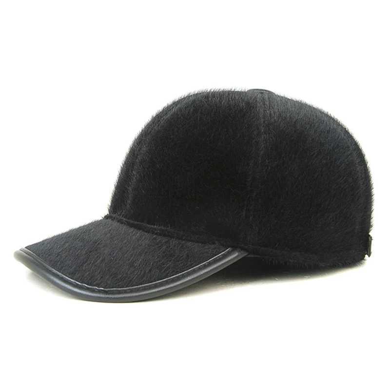 Fashion Men Newly outdoor Faux fur Baseball Cap With Earmuff Plus velvet Warm Winter Hats Middle-aged Thickened Snapback HatX241018