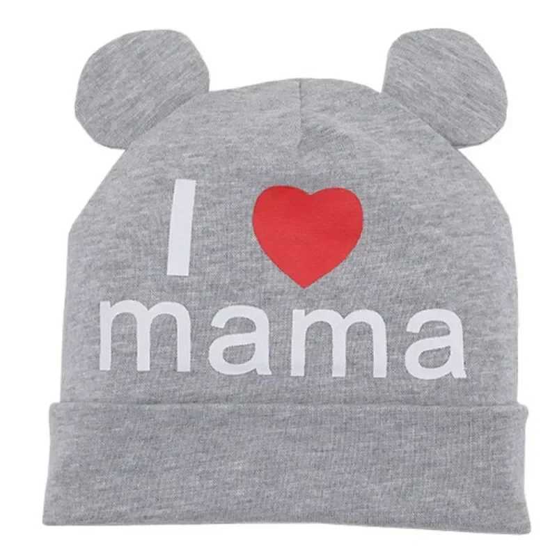 Baby Hat for Boys and Girls Spring Autumn Cute Ears Toddler Hat Infant Cap for Kids Love Papa Mama Print Baby Beanies LX241018
