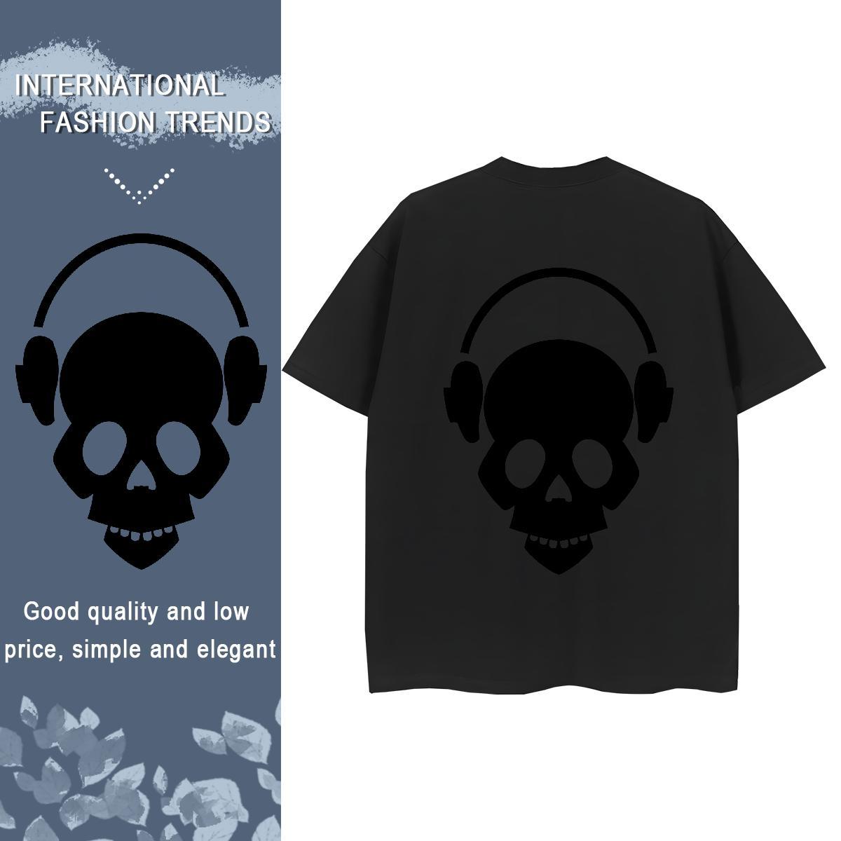 Brand T shirt 100% Cotton 230g Breathable Crew Neck Spring Summer skull Womens Tshirts Lady Cartoon Anime Tops Shirt