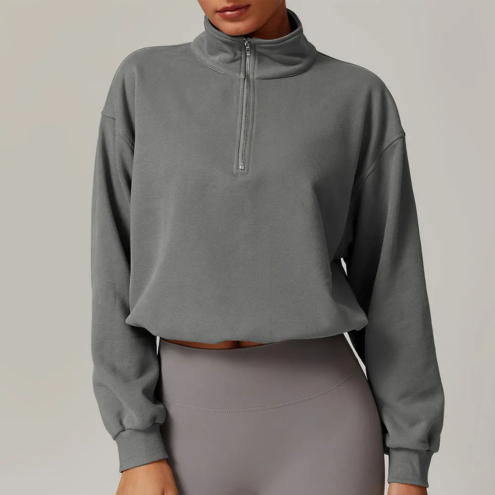 Winter Warm Sports Coat Womens Casual Loose Stand Collar Cardigan Long Sleeve Zipper Running Fitness Overcoat hoodie 241018