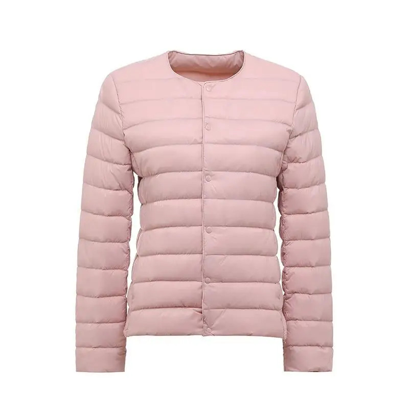 Women Spring Jacket 2023 New Arrival Korean Slim Fit Warm Er Coat Ultralight Collarless Female 90% White Duck Down Parka