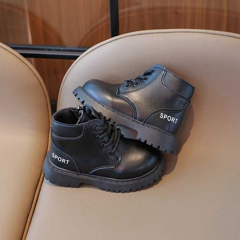 Boots Childrens Boot for Boy British Style Toddlers Black Brown Short Boots Non-slip Leather Kids Fashion Causal Girls Ankle Boots H241018