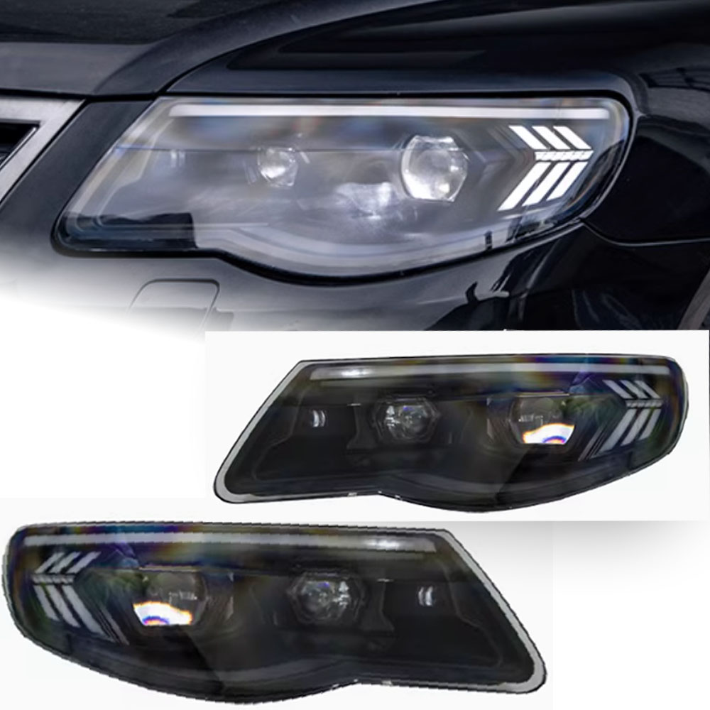 Car LED Headlight For VW Touareg 2007-2010 Touareg LED DRL Hid Option Head Lamp Angel Eye Bi Xenon