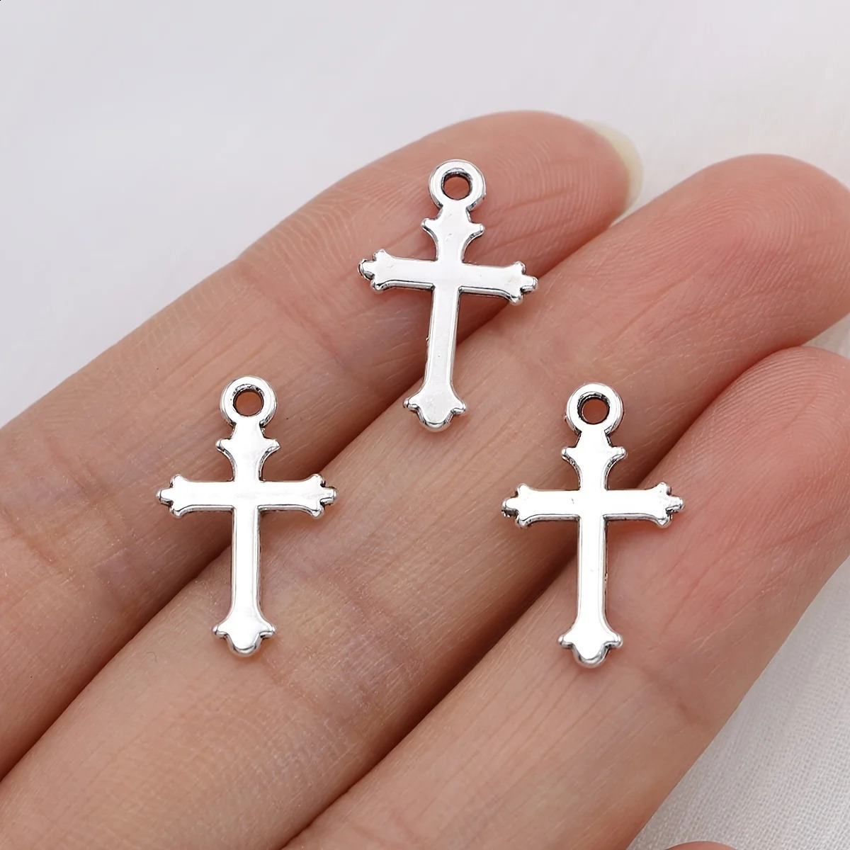 20pcs Silver Plated Cross Charms Pendants for Jewelry Making Bracelet DIY Handmade Necklace Earrings Accessories 241010