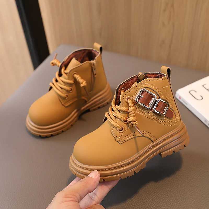 Boots 2023 New Boys Ankle Boots Side Zipper Buckle Solid Color Spring Autumn Casual Girls Boots Non-slip Children Boots Drop Shipping H241018