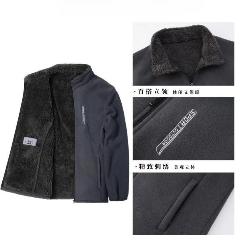 Winter Men Outdoor Fleece Jacket Casual Polar ColdProof Thickened Coat Lightweight Windproof Zipper Cardigan Warm 241018