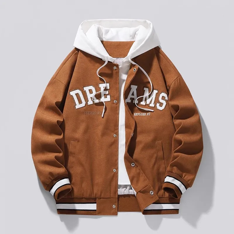 Men's Autumn New Trendy Brand Jackets Student Hooded Plus Size Coats Male High Quality Varsity Baseball Uniform Jacket