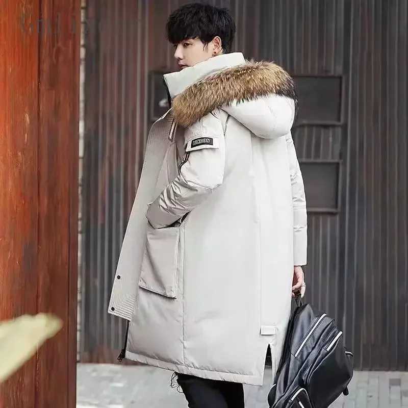 Autumn Winter Thickened Warm Cold-proof Mid-length Over-the-knee Jackets Mens Loose Casual High Street Parkas Male Clothes LX241018