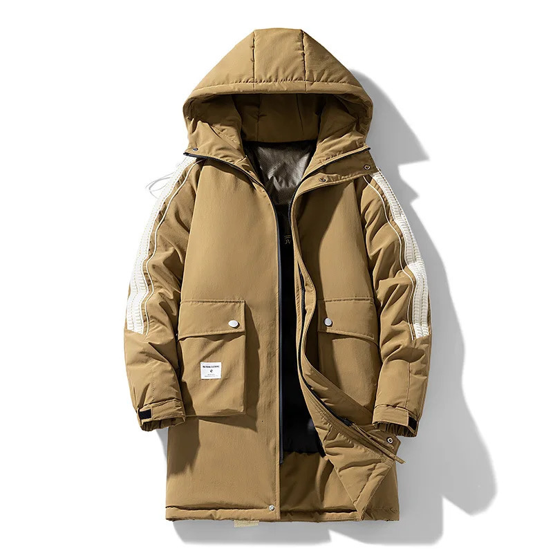 Winter Long Down Jacket For Mens Casual Hooded White Duck Warm Coat Clothing 8XL 241018