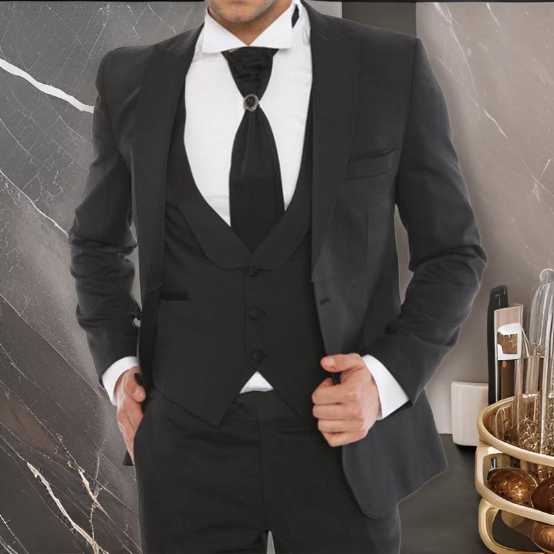 Black Wedding Tuxedos For Groomsmen Formal Business American Men Suits Slim Fit 3 Piece Male Fashion Jacket With Vest Pants