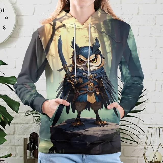 Hoodie for Mens Womens Owl Hoodies For Women Men 3D Print Design Pumpkin Halloween Christmas Owl Hooded Sweatshirt Animal Hoodie Graphic Fashionable a