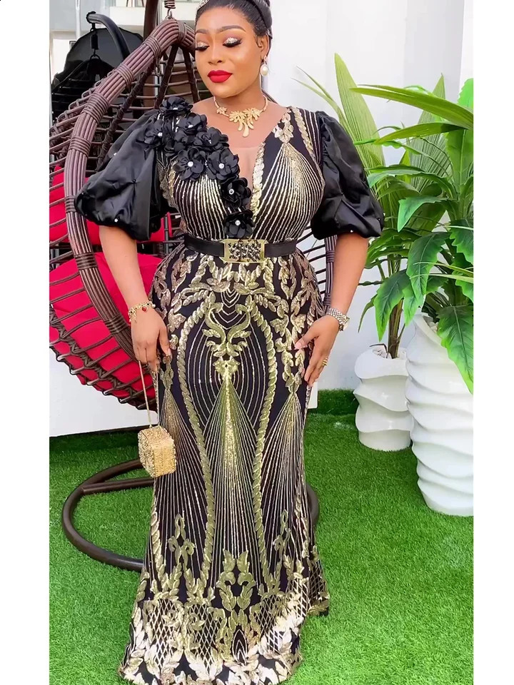 Large African Womens Party Dress Dashiki Ankara sequins Wedding Evening Dress Sexy Body Long Dress African Clothing 241021 ww12
