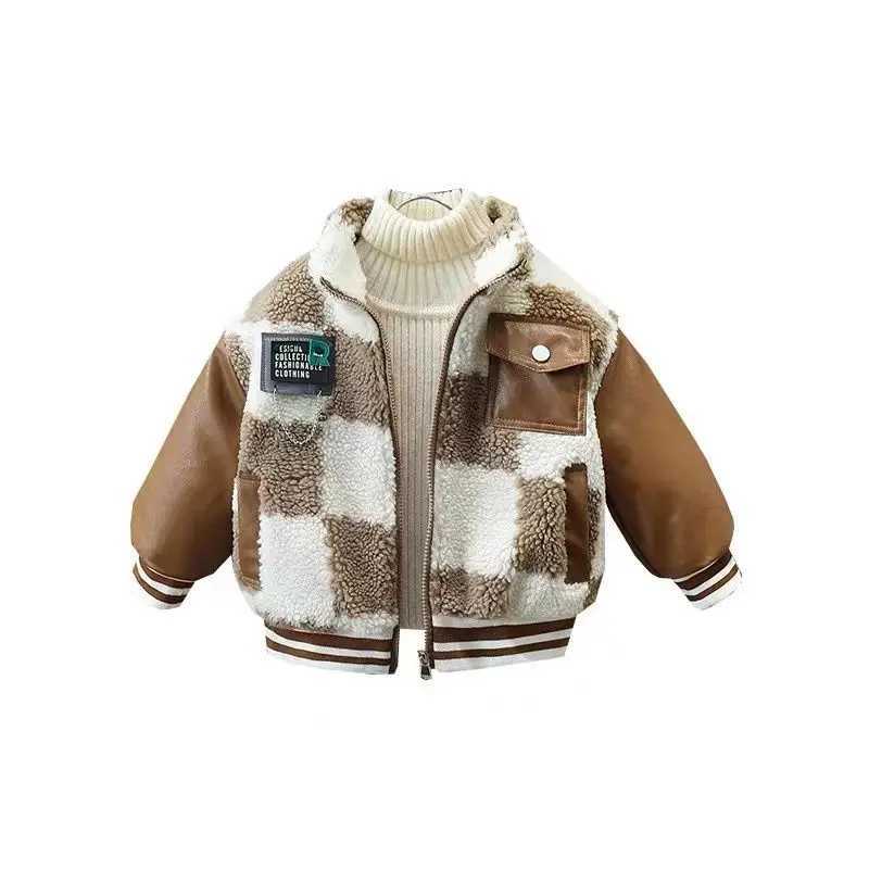 Boys thick coat new baby winter clothing cool mens clothing suitable for boys and childrens thick fur tops M241018